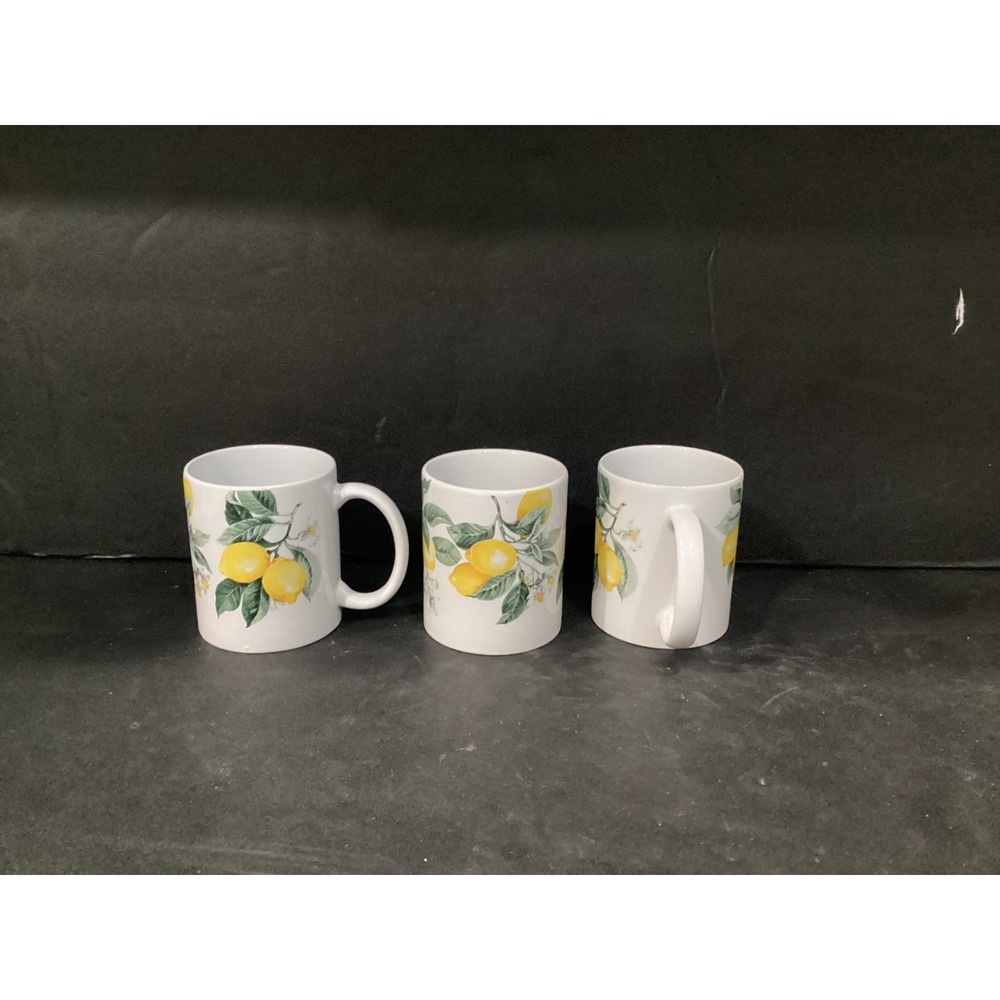Set Of 3 Royal Norfolk 12oz " Tuscan Lemon" Coffee Mugs Cups